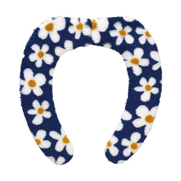 スーパSALE10倍＆4時間限定10％OFF 吸着式 便座カバー/トイレカバー 【デイジー ブルー】 約幅9.5cm 吸着便座シート ぴたQ 〔お手洗い 御手洗 オフィス 店舗〕