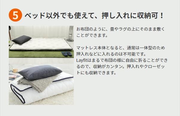 医学博士監修 ミニポケットコイル入り 敷きマットレス（LAYFIT レイフィット・敷き布団タイプ） セミダブル 厚み8cm〔トッパー 敷き布団 マットレス スプリングマット ベッドマット ホワイト〕
