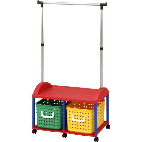 スーパSALE10倍＆4時間限定10％OFF 子供用 ハンガーラック/衣類収納 【2W型】 66×44.5×125cm 日本製 キャスター付き ステンレス巻きパイプ 〔リビング〕【代引NG】