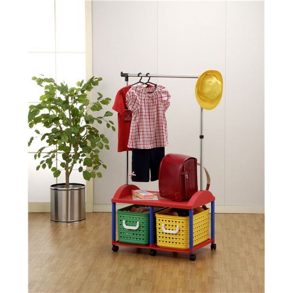 スーパSALE10倍＆4時間限定10％OFF 子供用 ハンガーラック/衣類収納 【2W型】 66×44.5×125cm 日本製 キャスター付き ステンレス巻きパイプ 〔リビング〕【代引NG】