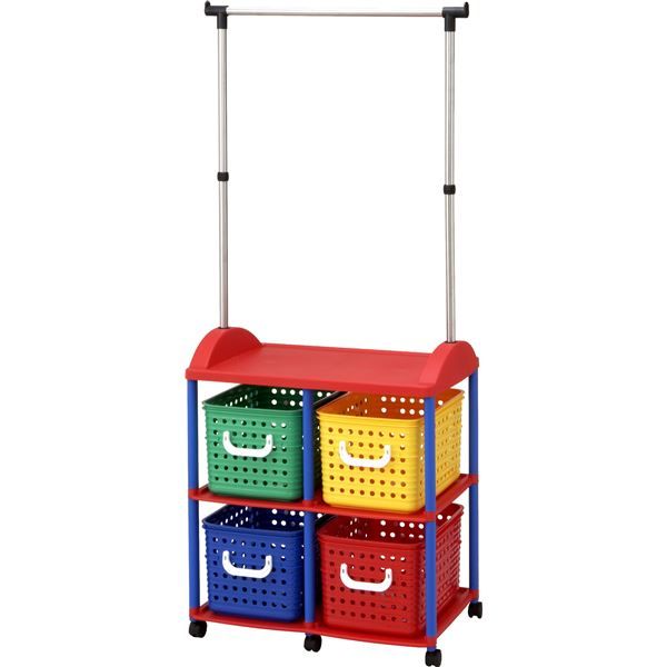 スーパSALE10倍＆4時間限定10％OFF 子供用 ハンガーラック/衣類収納 【4W型】 66×44.5×154.5cm 日本製 キャスター付き ステンレス巻きパイプ 〔リビング〕【代引NG】
