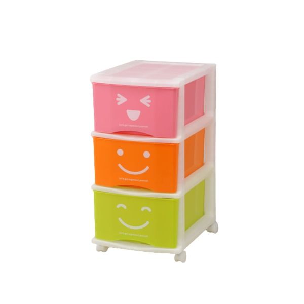 子供用 収納棚/収納ラック ハッピーケース 3段 33×42×67cm 日本製 キャスター付き ポリプロピレン 〔リビング〕代引NG