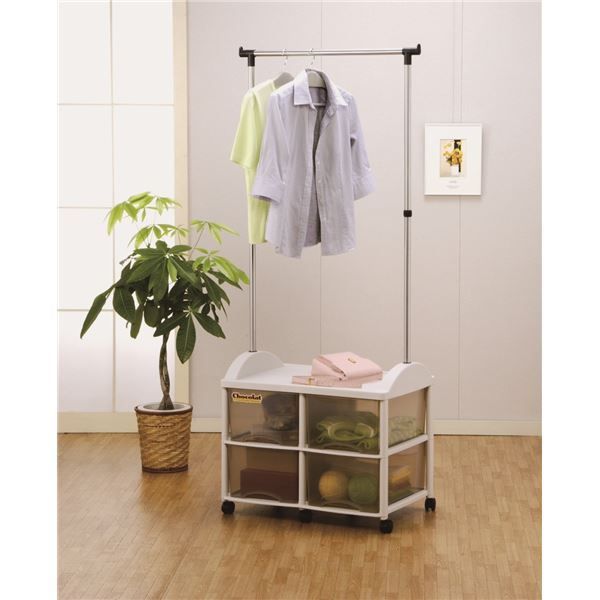 スーパSALE10倍＆4時間限定10％OFF ハンガーラック/衣類収納 【4W型】 66×44.5×159.5cm 日本製 引き出し キャスター付き ハンガーボックス 〔寝室 ベッドルーム〕【代引NG】