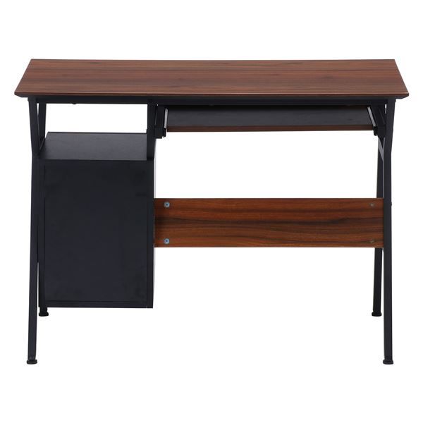 パソコンデスク ワークデスク 幅100×奥行54×高さ72cm ブラウン 引き出し付き スチール 組立品 在宅ワーク テレワーク リビング代引NG