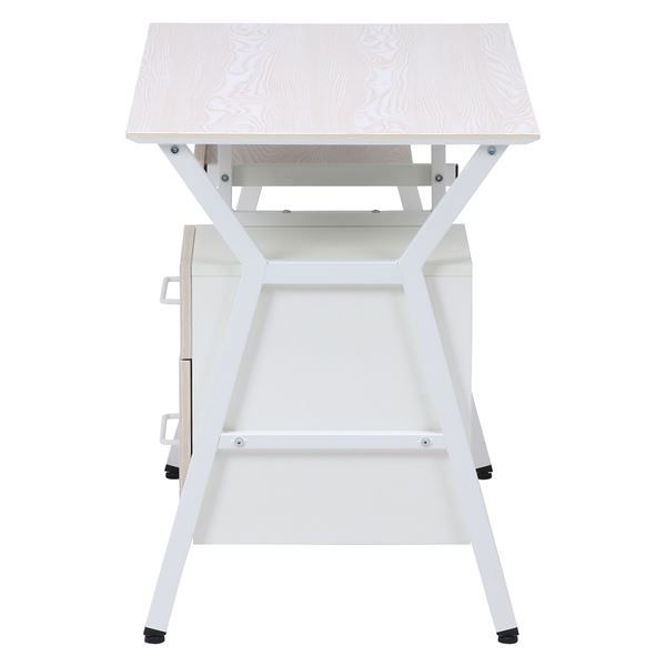 パソコンデスク ワークデスク 幅100×奥行54×高さ72cm ホワイト 引き出し付き スチール 組立品 在宅ワーク テレワーク リビング代引NG