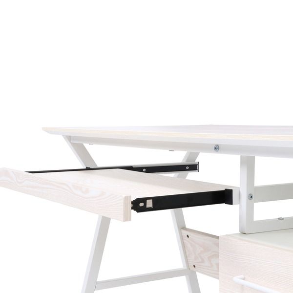 パソコンデスク ワークデスク 幅100×奥行54×高さ72cm ホワイト 引き出し付き スチール 組立品 在宅ワーク テレワーク リビング代引NG