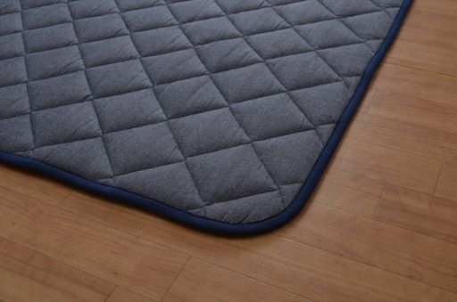 こたつ敷布団/キルトラグマット 3畳 先染め カーキ 約190×240cm 綿100％ 洗える 床暖房可 防滑 〔リビング〕代引NG