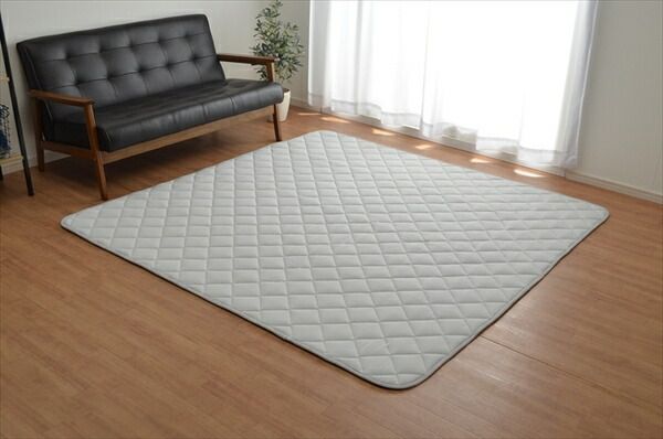 こたつ敷布団/キルトラグマット 3畳 先染め カーキ 約190×240cm 綿100％ 洗える 床暖房可 防滑 〔リビング〕代引NG