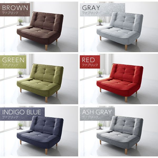 ハイバックソファー フロアソファー 2人掛け オットマン付き デニム調生地 インディゴブルー 脚部 ナチュラル 幅121cm ポケットコイル使用 リクライニング 脚 取り外し可 日本製 リクライニングソファー代引NG