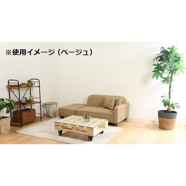 スーパSALE10倍＆4時間限定10％OFF ローソファー 2人掛け 約幅110〜190cm ブルー クッション2個付き 脚付き スツール付き セット リビング ダイニング