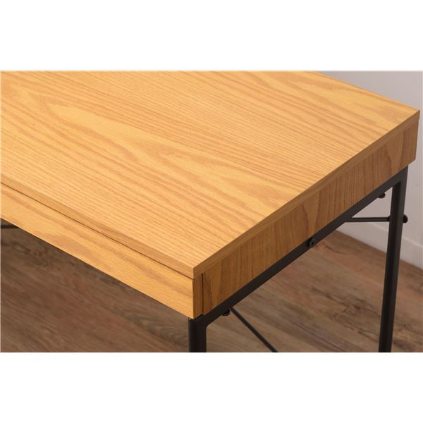 スーパSALE10倍＆4時間限定10％OFF パソコンデスク ワークデスク 幅100cm ナチュラル 引き出し付き スチール 木目 組立品 リビング 子供部屋 勉強部屋 在宅ワーク