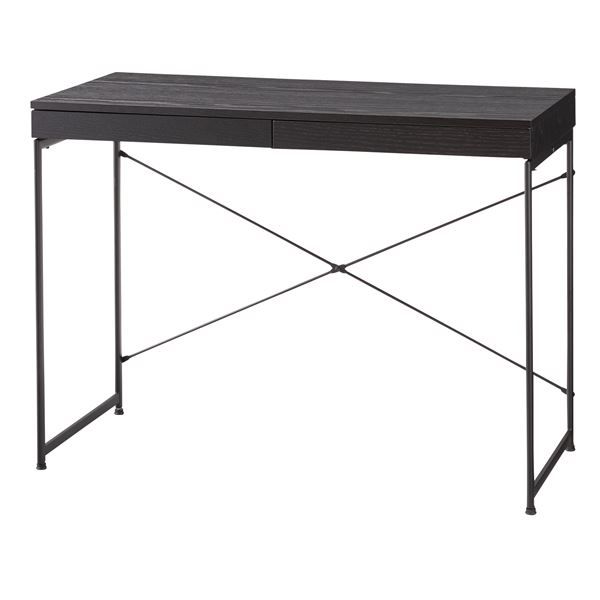 スーパSALE10倍＆4時間限定10％OFF パソコンデスク ワークデスク 幅100cm ブラック 引き出し付き スチール 木目 組立品 リビング 子供部屋 勉強部屋 在宅ワーク