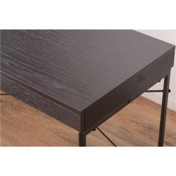 スーパSALE10倍＆4時間限定10％OFF パソコンデスク ワークデスク 幅100cm ブラック 引き出し付き スチール 木目 組立品 リビング 子供部屋 勉強部屋 在宅ワーク