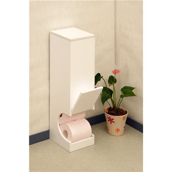 スーパSALE10倍＆4時間限定10％OFF トイレラック トイレ収納 約幅14.5×奥行16×高さ54cm ホワイト ロールペーパーラック お手洗い 御手洗