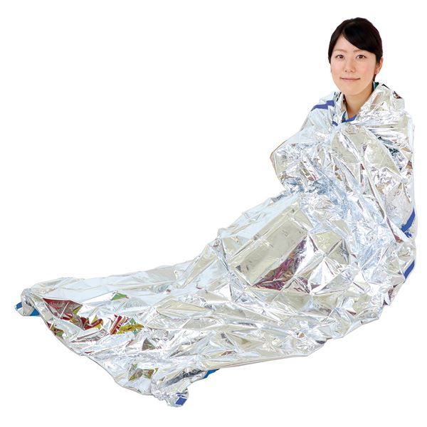 (まとめ) 非常用 アルミ防寒寝袋 1000×2000mm コンパクト収納 ×10セット