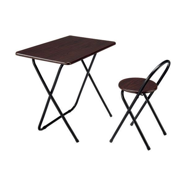 スーパSALE10倍＆4時間限定10％OFF ナカバヤシ 折りたたみデスク＆チェア 幅800×奥行500mm ダーク木目 FDC-101DM 1セット