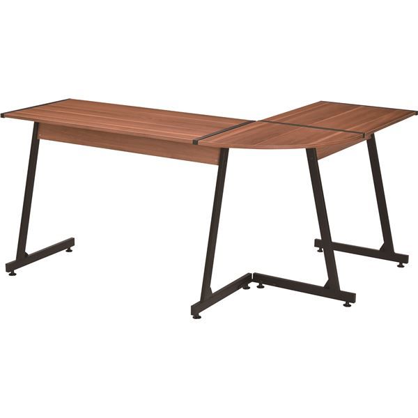 パソコンデスク/PCデスク 幅147cm コーナータイプ ウォールナット スチール アイアン コーナーデスク 組立品 〔在宅ワーク〕代引NG