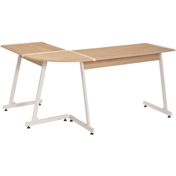 パソコンデスク/PCデスク 幅147cm コーナータイプ ナチュラル スチール アイアン コーナーデスク 組立品 〔在宅ワーク〕代引NG