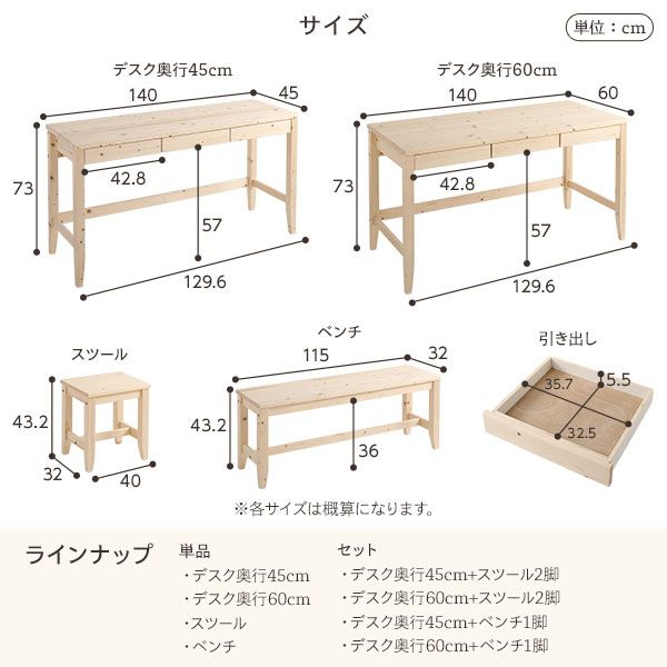 天然木 デスク 幅140×奥行45cm ブラウン フェルト付き パソコンデスク 机 PCデスク カントリー調 おしゃれ 北欧 在宅勤務 リモートワーク 組立品 木製 テーブル リビングデスク 学習デスク ツインデスク