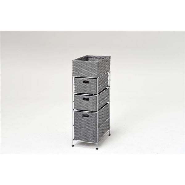 スーパSALE10倍＆4時間限定10％OFF ランドリーラック/ランドリー収納 【グレー 約幅25.5×奥行40.5×高さ80cm】 引き出し式 洗濯かご付き スチール【代引NG】