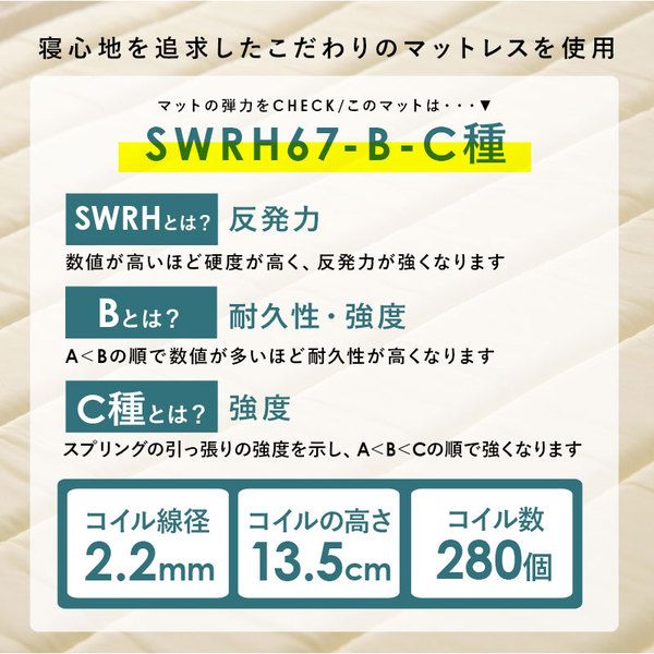 ピロートップ仕様 ボンネルコイル マットレスベッド シングル ブラック すのこフレーム 脚付き 組立品 〔ベッドルーム〕代引NG