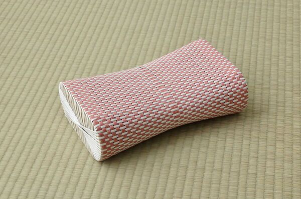 枕/ピロー 約30×20cm レッド 通気性 蒸れない ポリプロピレン 軽い 丈夫 手編み 〔リビング お昼寝〕代引NG