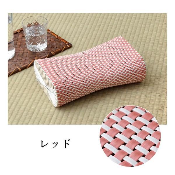 枕/ピロー 約30×20cm レッド 通気性 蒸れない ポリプロピレン 軽い 丈夫 手編み 〔リビング お昼寝〕代引NG