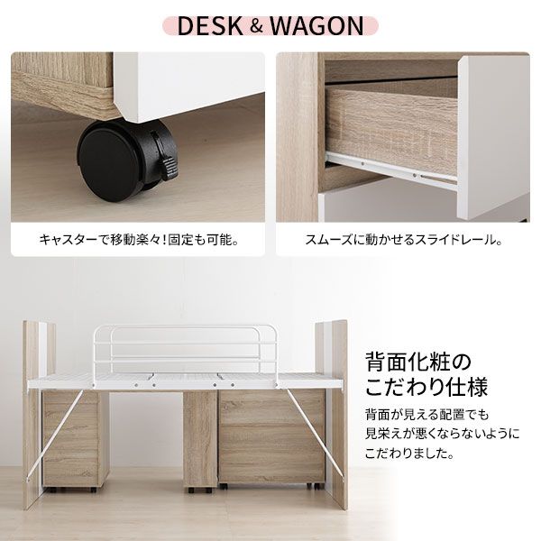 システムベッド ロフトベッド 3点セット ナチュラル ロータイプ シングル ベッド デスク 学習机 収納棚 ワゴン レイアウト自由 省スペース 木製 子供部屋 家具代引NG