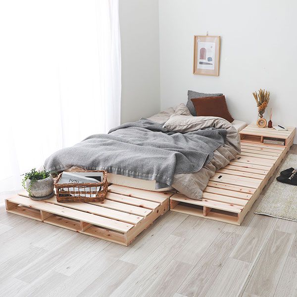 日本製 ひのき パレットベッド 通常すのこ・ハーフ4枚+シングル4枚 すのこベッド ヒノキベッド DIY 天然木 国産 檜 無塗装 おしゃれ シングルベッド ダブルベッド 8枚セット代引不可