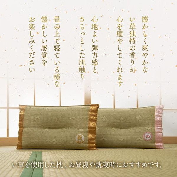 い草 枕/ピロー 約50×30cm 女性向け 日本製 ギフト 箱付き 消臭 吸湿 調湿効果 〔ベッドルーム 寝室〕代引NG