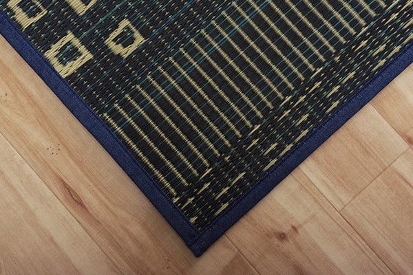 い草 ラグマット/絨毯 ギャベ柄 ブラウン 約60×180cm 自然素材 抗菌防臭 防傷 不織布 調湿 吸湿 〔リビング〕代引NG
