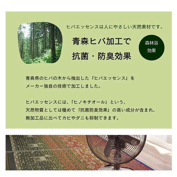 い草 ラグマット/絨毯 ギャベ柄 ブラウン 約60×180cm 自然素材 抗菌防臭 防傷 不織布 調湿 吸湿 〔リビング〕代引NG