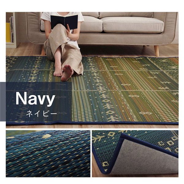 い草 ラグマット/絨毯 ギャベ柄 ブラウン 約60×180cm 自然素材 抗菌防臭 防傷 不織布 調湿 吸湿 〔リビング〕代引NG