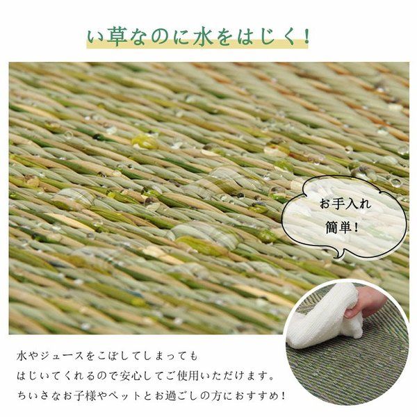 ラグ 長方形 い草 自然素材 クッション性 撥水 防ダニ 滑り止め加工 抗菌防臭 消臭 ブラウン 約3畳 約190×250cm代引NG