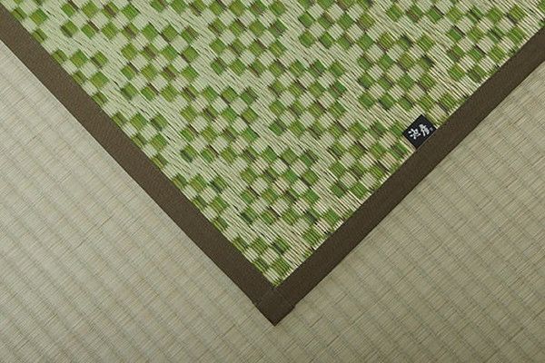 い草 花ござ ラグマット ベージュ 江戸間3畳 約174×261cm 日本製 抗菌 防臭 消臭 市松 小林製薬 持続性抗菌剤 KOBA-GUARD代引NG