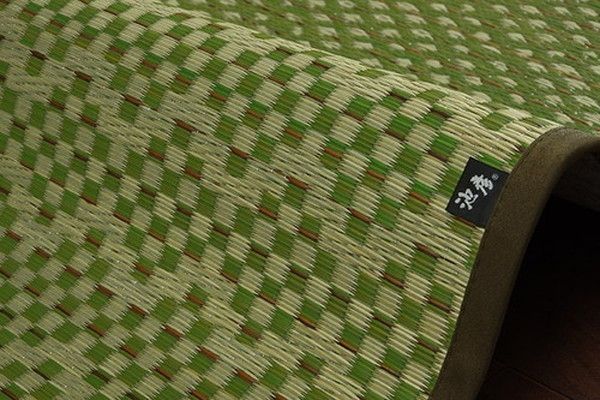 い草 花ござ ラグマット グリーン 江戸間6畳 約261×352cm 日本製 防傷 抗菌 防臭 市松 小林製薬 持続性抗菌剤 KOBA-GUARD代引NG