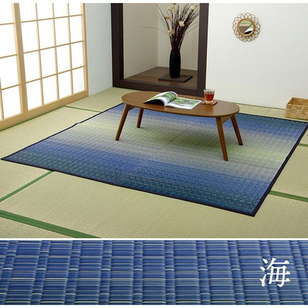 い草 花ござ ラグマット/絨毯 草原 グリーン 江戸間1畳 約87×174cm 日本製 抗菌 防臭 調湿 消臭 掛川織 〔リビング〕代引NG