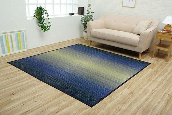 い草 花ござ ラグマット/絨毯 草原 グリーン 江戸間6畳 約261×352cm 日本製 抗菌 防臭 調湿 消臭 掛川織 〔リビング〕代引NG