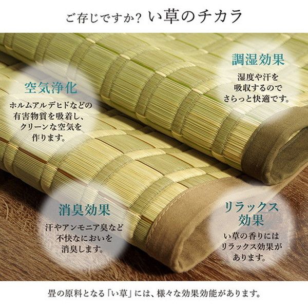 い草 花ござ ラグマット/絨毯 江戸間4.5畳 約261×261cm グリーン 日本製 抗菌 防臭 調湿 消臭 掛川織 〔リビング〕代引NG