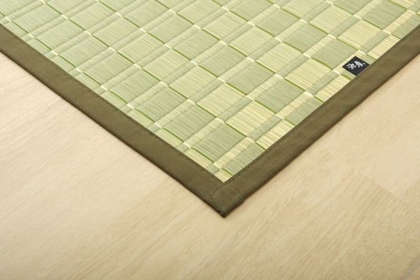 い草 花ござ ラグマット/絨毯 江戸間8畳 約348×352cm グリーン 日本製 抗菌 防臭 調湿 消臭 掛川織 〔リビング〕代引NG