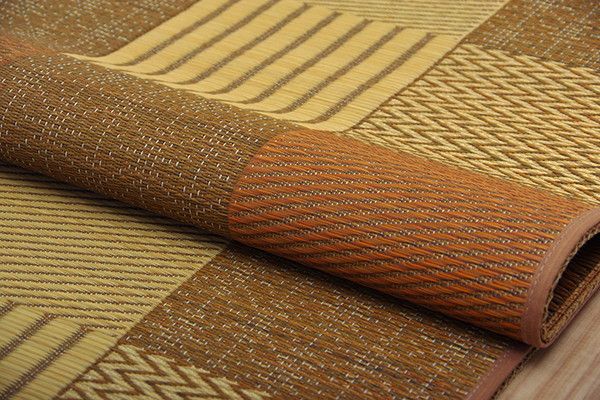 い草 花ござ ラグマット/絨毯 江戸間8畳 約348×352cm ブルー 日本製 抗菌 防臭 消臭 調湿 パッチワーク風 〔リビング〕代引NG