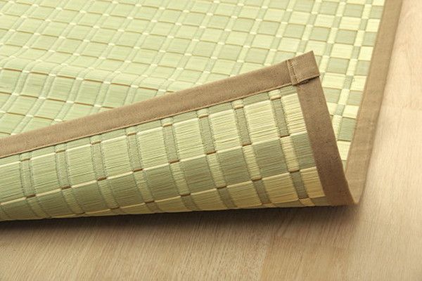 い草 花ござ ラグマット/絨毯 本間8畳 約382×382cm ベージュ 日本製 抗菌 防臭 調湿 消臭 掛川織 〔リビング〕代引NG
