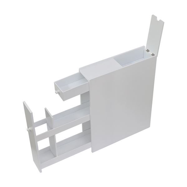 スーパSALE10倍＆4時間限定10％OFF トイレラック トイレ収納 約幅14cm×奥行52cm×高さ65cm ホワイト スリム トイレットペーパー収納 すき間収納 コンパクト トイレットペーパー収納 トイレット ペーパーホルダー