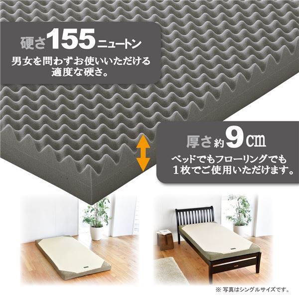 西川 ウレタンマットレス/寝具 セミダブル ゴールド 約120×200×9cm 洗える側生地 丸巻き 『SUYARA』代引NG