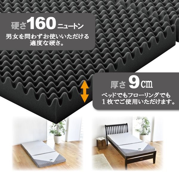 3つ折り マットレス 寝具 シングル 約97×200×9cm シルバー 吸水 速乾 抗菌 SUYARA ウレタンマットレス 西川 ベッドルーム代引NG