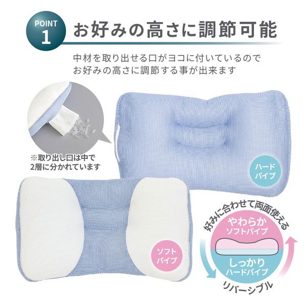 メリーナイト 二層式パイプまくら 約35×57cm ホワイト代引NG