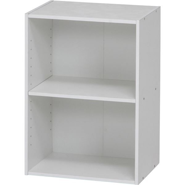 カラーボックス 可動棚 2段 幅41.8×奥行29×高さ59cm ホワイト リビング ダイニング キッチン ベッドルーム 組立品代引NG