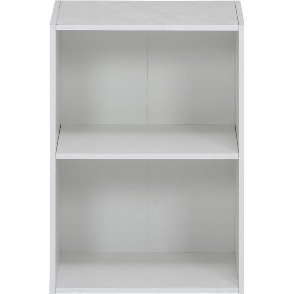 カラーボックス 可動棚 2段 幅41.8×奥行29×高さ59cm ホワイト リビング ダイニング キッチン ベッドルーム 組立品代引NG