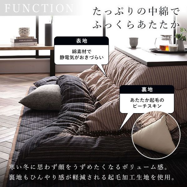 こたつ 布団 セット こたつ掛け布団 こたつ敷布団 長方形 約205×245cm ブラウン 栗色 洗える 和柄 厚掛け 起毛加工 しじら織り こたつ布団 セット 代引NG
