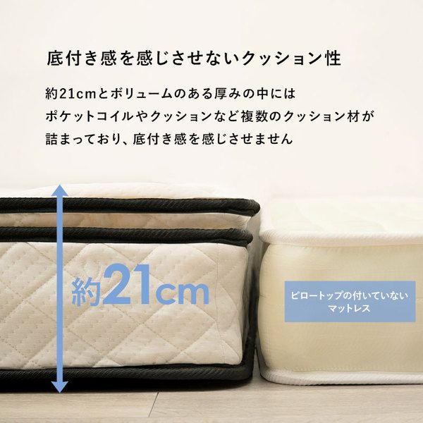ポケットコイルマットレスベッド セミダブル ホワイト 約幅120×奥行195×高さ46cm 組立品 ベッドルーム 寝室 子供部屋代引NG